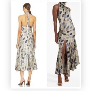 Cinq A Sept All-over print halterneck dress Size 6 $795 NWT